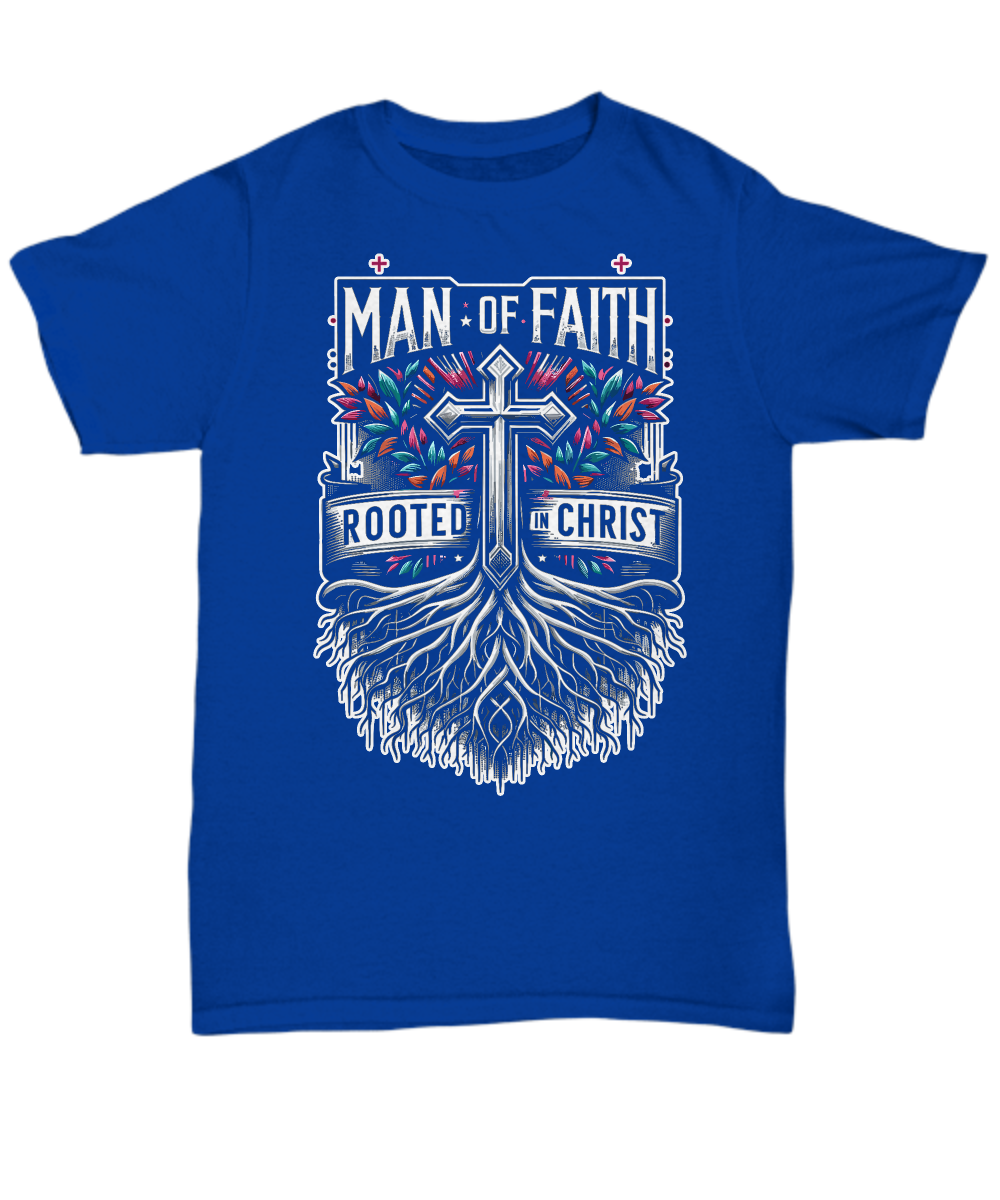 Man of Faith Rooted in Christ' - Inspirational Unisex Tee