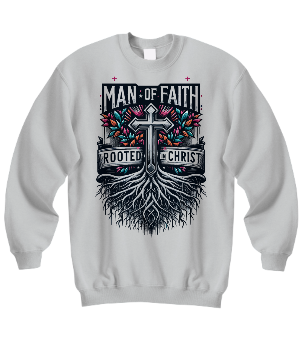 Man of Faith: Rooted in Christ - Stand Firm in Faith - Christian Sweatshirt for Men