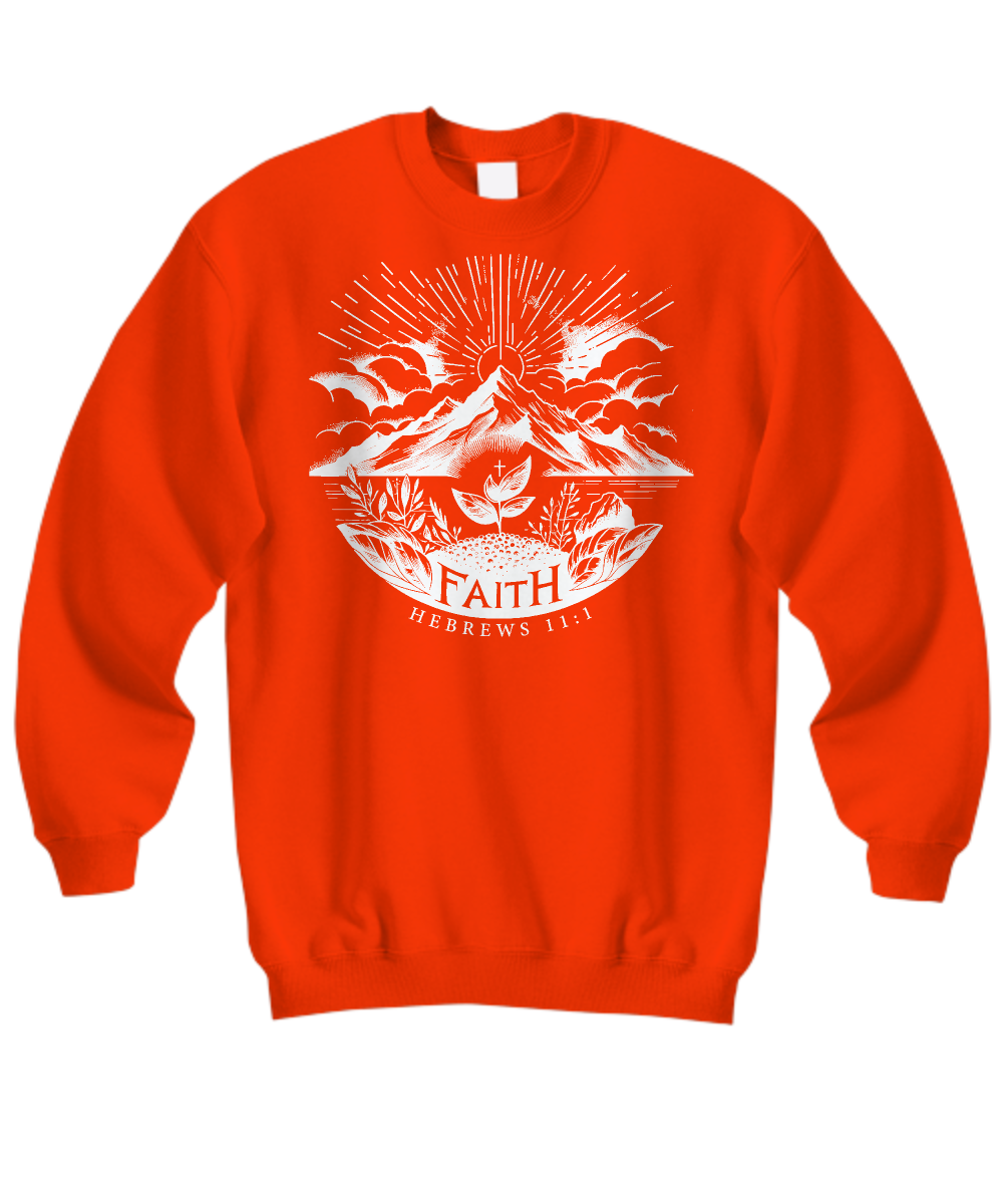 Christian Faith Sweatshirt with Hebrews 11:1 Bible Verse - Religious Apparel