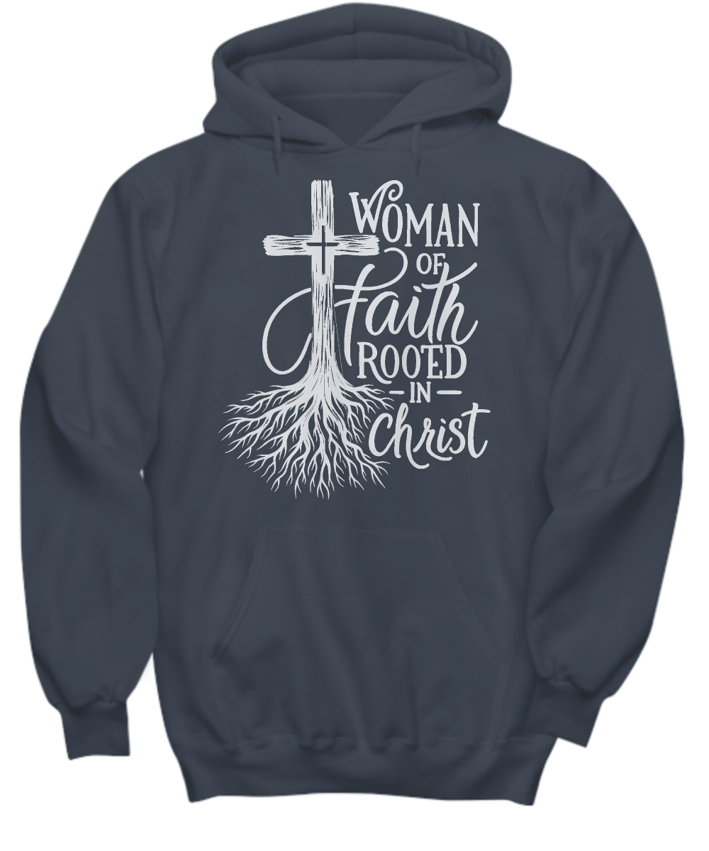 Christian Hoodie for Women - Woman of Faith Rooted in Christ Design | Perfect Gift for Christian Moms