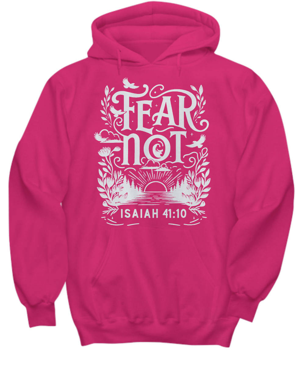 Christian Hoodie 'Fear Not Isaiah 41:10' - Comfortable Bible Verse Sweatshirt, Perfect Gift for Faith-Based Events & Everyday Inspiration