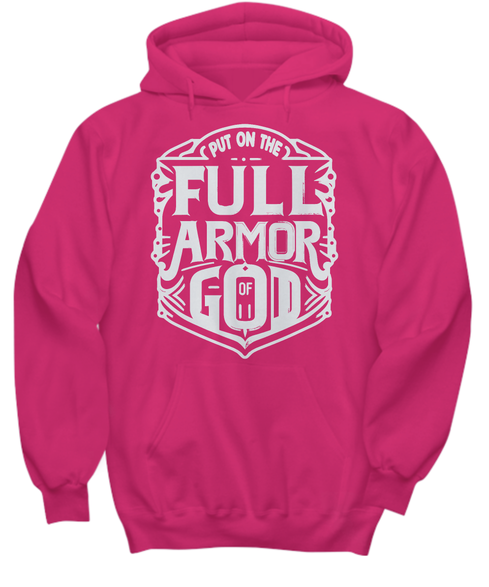 Christian Hoodie - 'Put on the Full Armor of God Ephesians 6:11' Bible Verse Sweatshirt, Inspirational Gift for Faith-Based Occasions