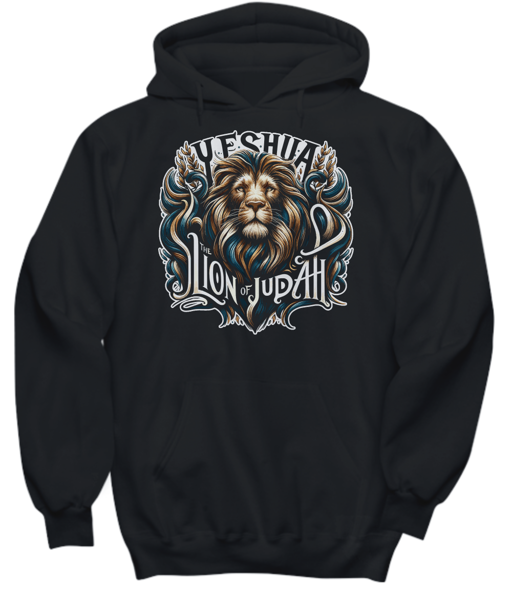 Christian Hoodie - Yeshua, Lion of Judah Design - Perfect Gift for Believers and Fans of Jesus is King Theme