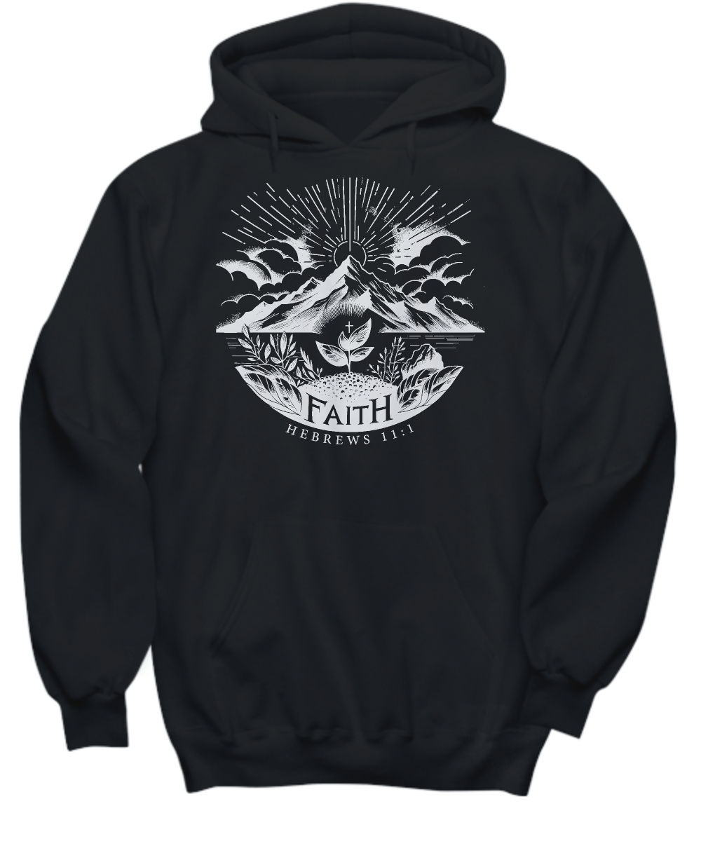 Christian Hoodie with Faith Hebrews 11:1 Bible Verse - Inspirational Gift for Devotional Events & Spiritual Enthusiasts
