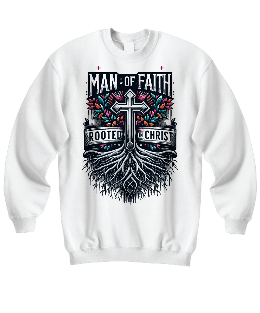 Man of Faith: Rooted in Christ - Stand Firm in Faith - Christian Sweatshirt for Men