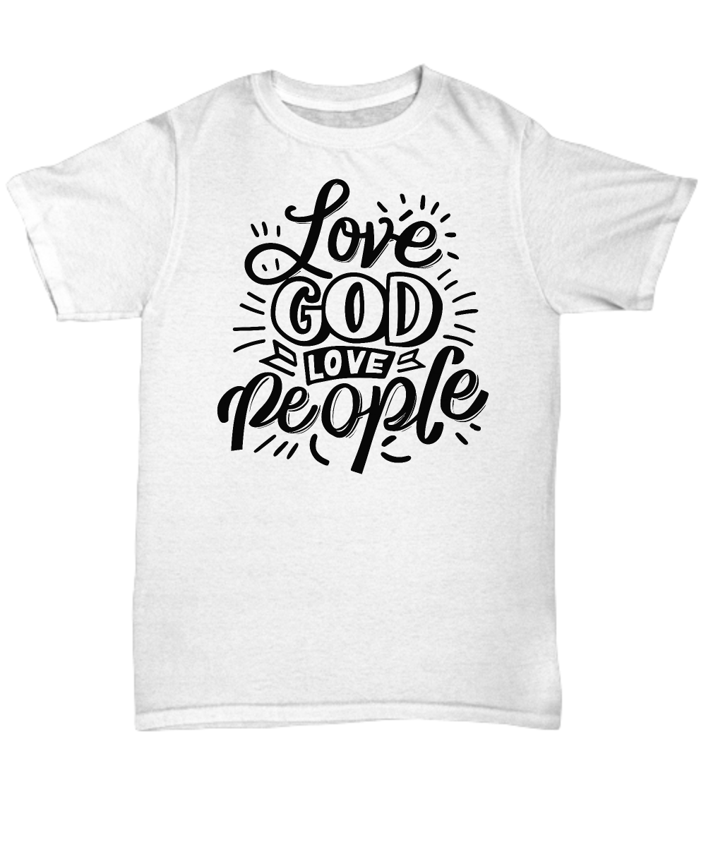 Christian Unisex Tee - 'Love God Love People' - Inspirational Faith Hope Love Shirt, Perfect Gift for Believers