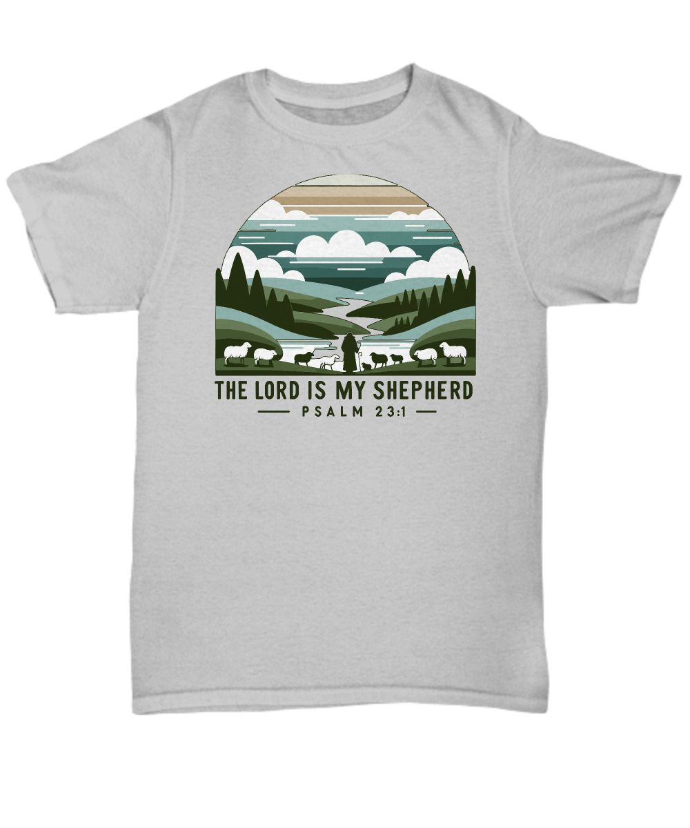 Christian Unisex T-Shirt 'The Lord is my Shepherd Psalm 23:1' - Inspirational Bible Verse Tee, Perfect Gift for Believers and Church Events