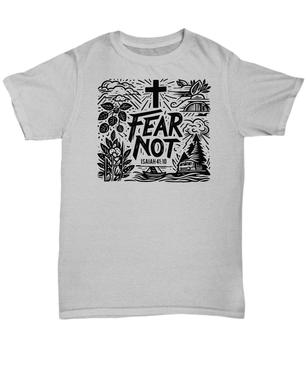 Christian Unisex T-Shirt 'Fear Not Isaiah 41:10' - Inspirational Bible Verse Tee, Perfect Gift for Faith-Based Events & Encouragement