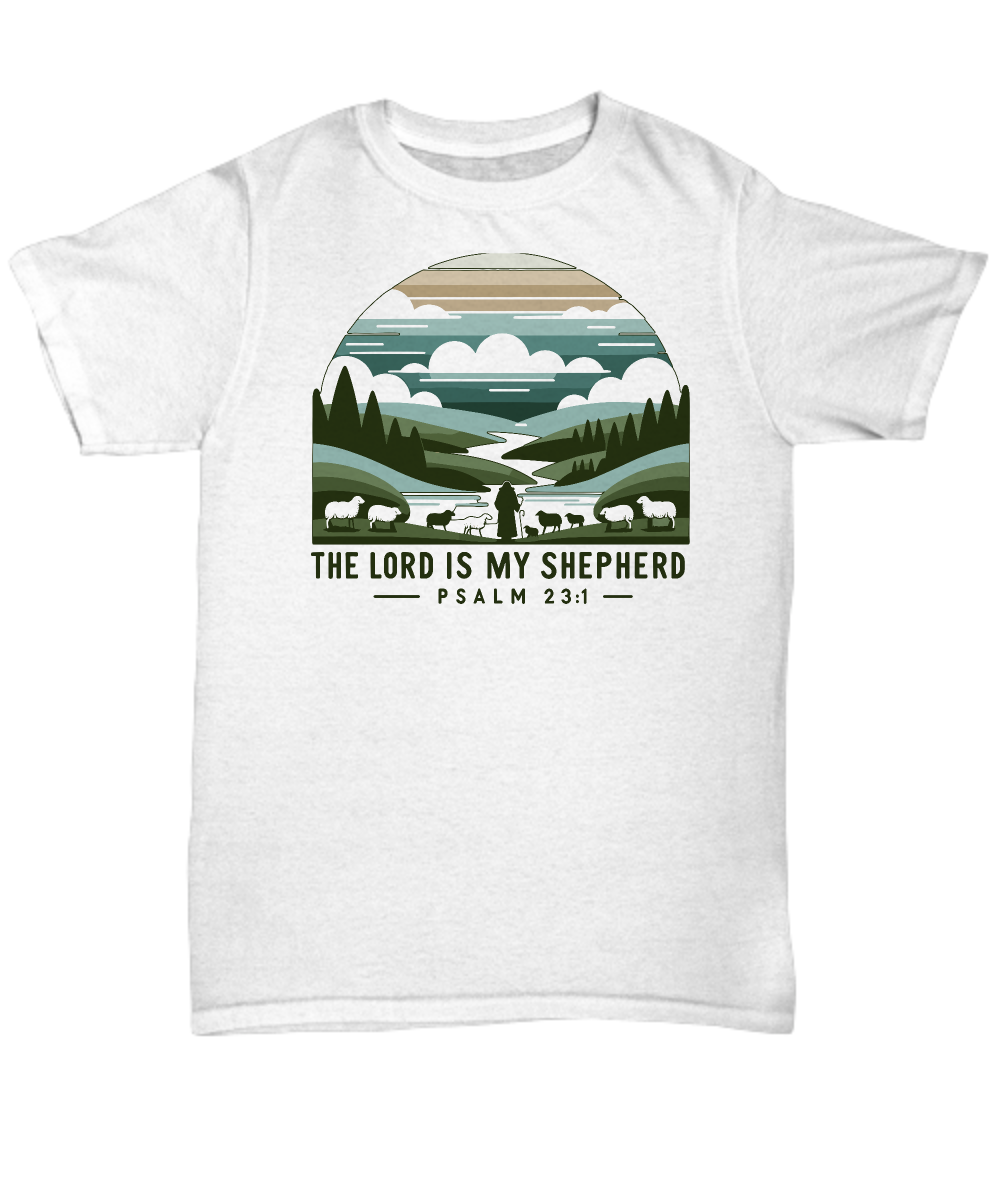 Christian Unisex T-Shirt 'The Lord is my Shepherd Psalm 23:1' - Inspirational Bible Verse Tee, Perfect Gift for Believers and Church Events