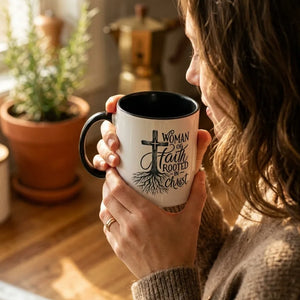 Rooted in Christ Woman of Faith Two-Tone Ceramic Mug - Hero Lifestyle