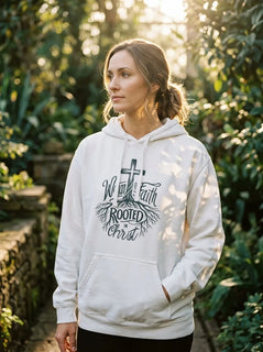 Rooted in Christ Woman of Faith Comfort Colors Hoodie - Hero Lifestyle