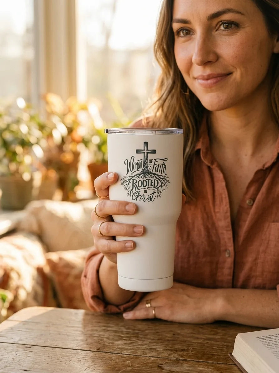 Woman of Faith Rooted in Christ 30oz Stainless Steel Tumbler - Hero Lifestyle