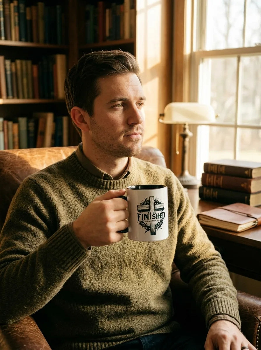 It Is Finished Cross & Thorns Two-Tone Christian Mug - Hero Lifestyle