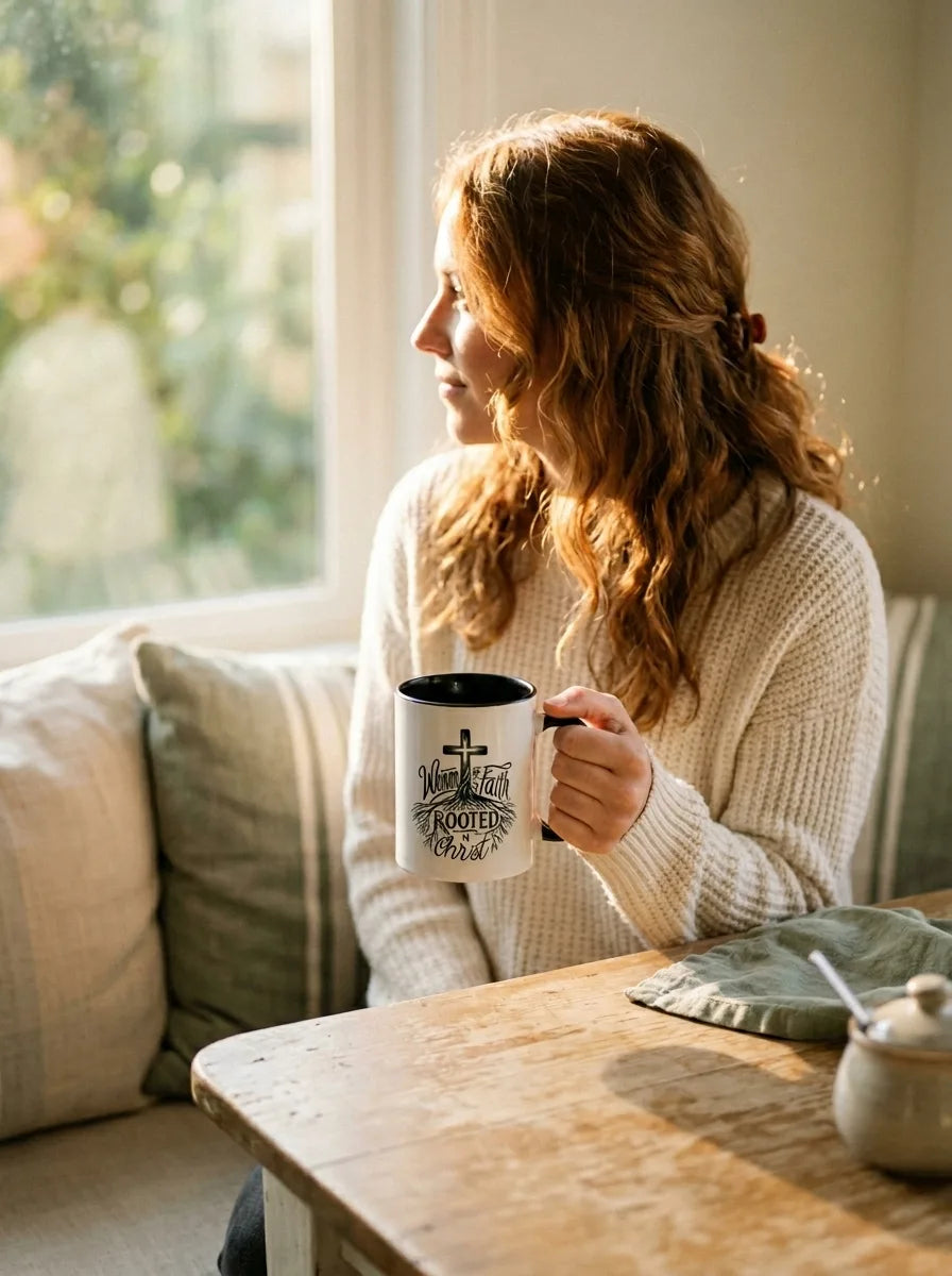 Woman of Faith Rooted in Christ Two-Tone Mug - Hero Lifestyle