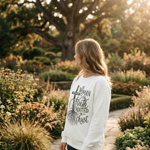 Rooted in Christ Woman of Faith Crewneck Sweatshirt - Hero Lifestyle