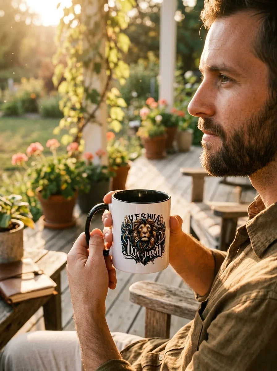 Yeshua: The Lion of Judah Two-Tone Ceramic Mug - Hero Lifestyle
