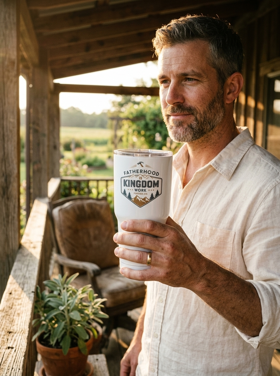 Fatherhood is Kingdom Work 30oz Insulated Faith 30oz Stainless Steel Tumbler - front view