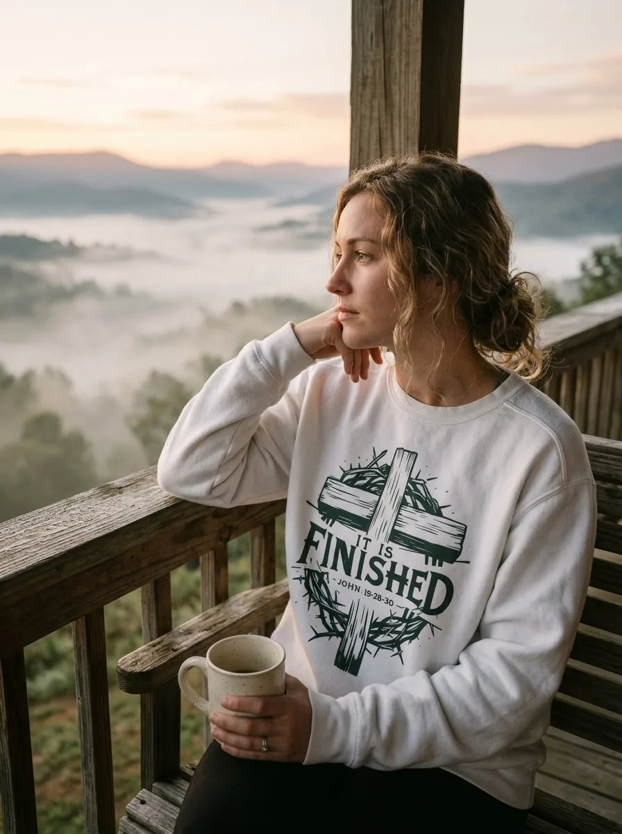 It Is Finished Cross Comfort Colors® Crewneck Sweatshirt - Vibe Lifestyle
