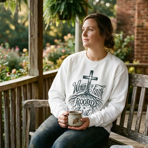 Woman of Faith Rooted in Christ Comfort Colors Sweatshirt - Vibe Lifestyle