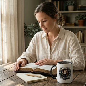 Yeshua: The Lion of Judah Two-Tone Ceramic Mug - Vibe Lifestyle