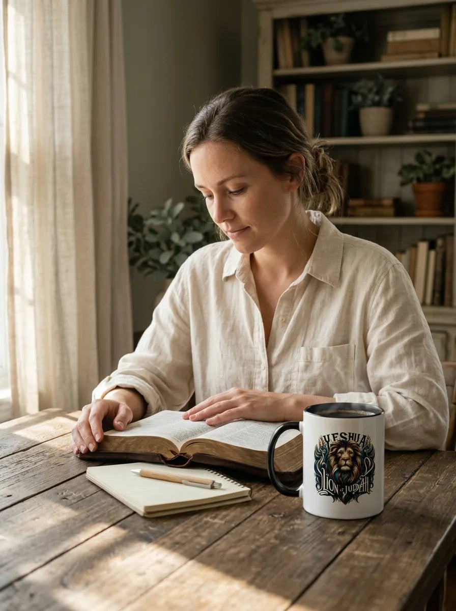 Yeshua: The Lion of Judah Two-Tone Ceramic Mug - Vibe Lifestyle