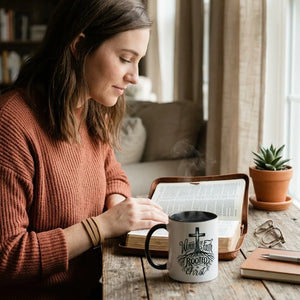 Woman of Faith Rooted in Christ Two-Tone Mug - Vibe Lifestyle