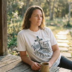 Woman of Faith Rooted in Christ Comfort Colors Tee - Vibe Lifestyle