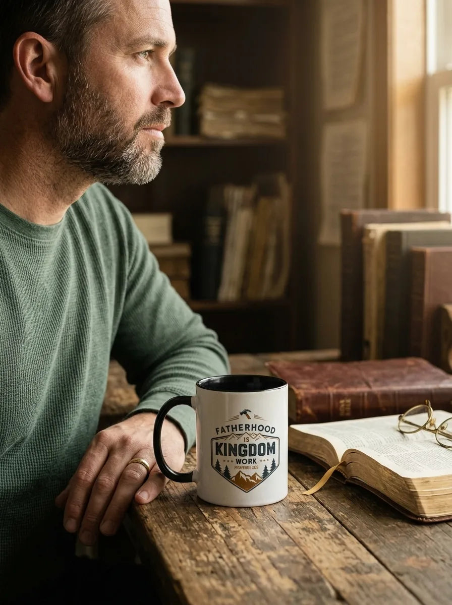 Fatherhood Is Kingdom Work Two-Tone Mug | Proverbs 22:6 - Vibe Lifestyle