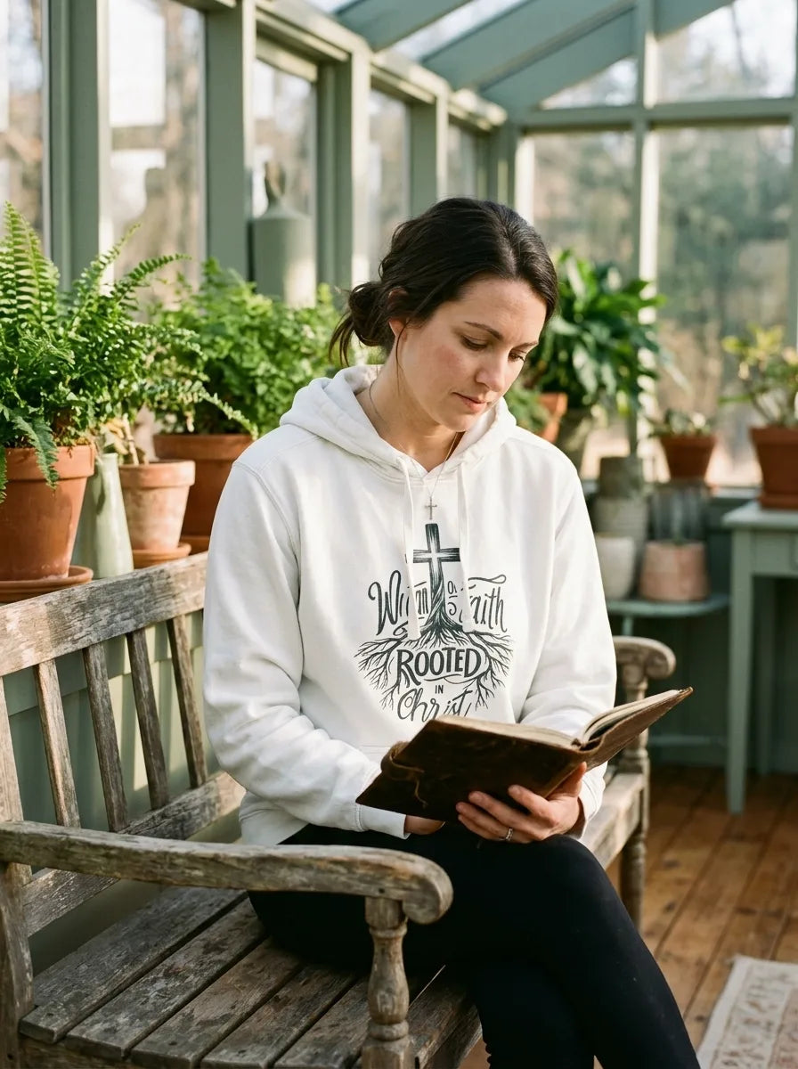 Rooted in Christ Woman of Faith Comfort Colors Hoodie - Vibe Lifestyle
