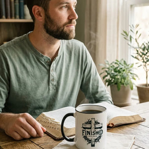 It Is Finished Cross & Thorns Two-Tone Christian Mug - Vibe Lifestyle